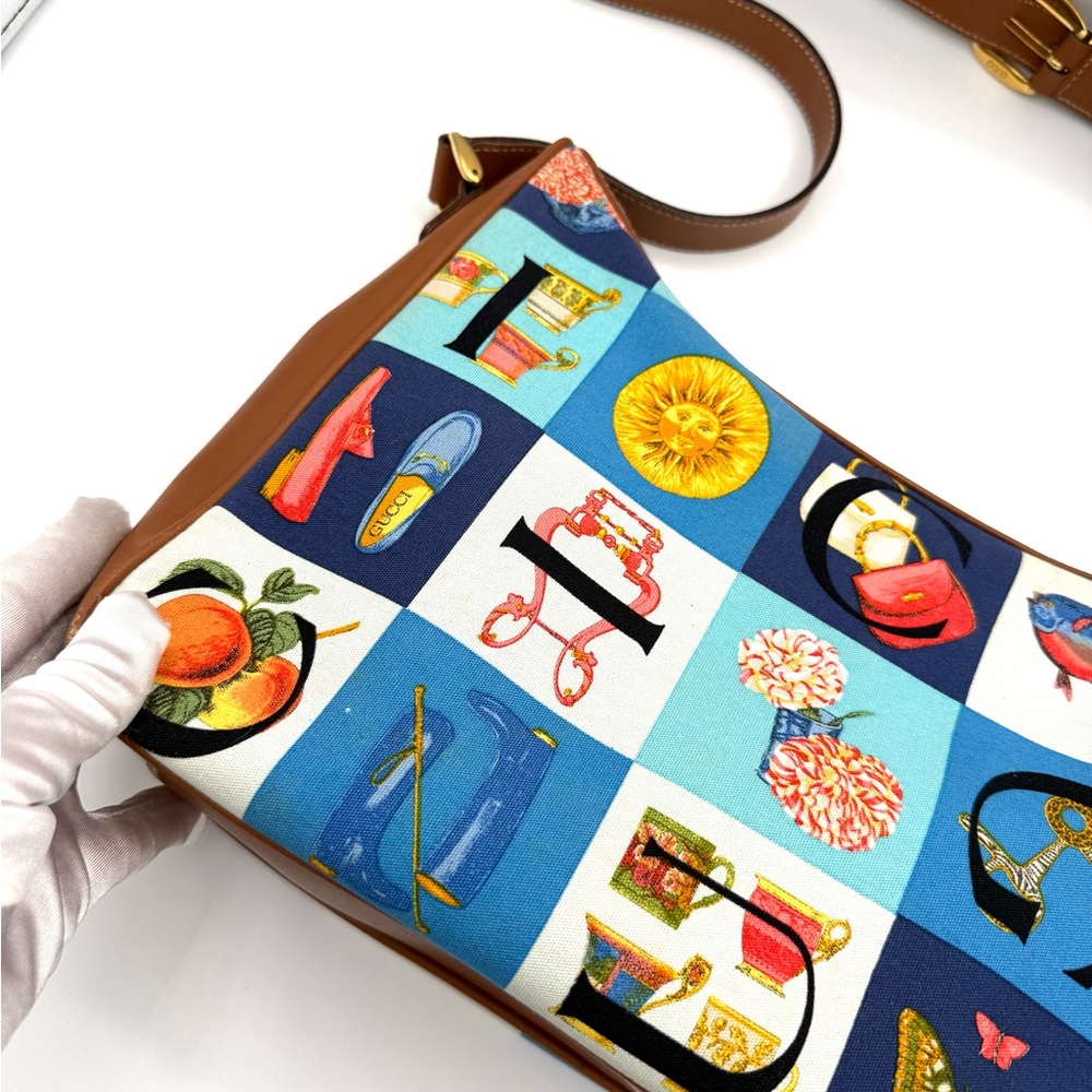 Gucci Alphabet Patchwork Blue Multi Canvas Crossb… - image 5